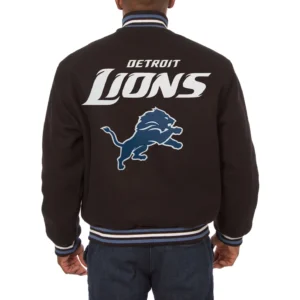 Detroit lions handmade wool jacket black 2