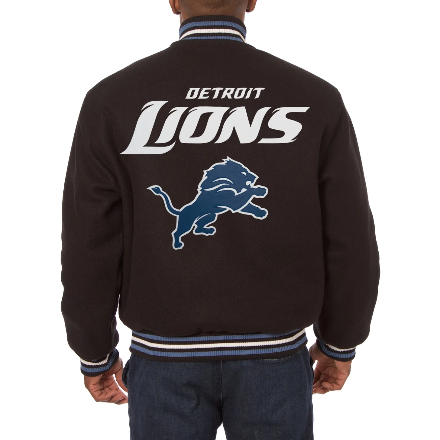 Detroit lions handmade wool jacket black 2