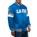 Detroit Lions Home Game Blue Satin Jacket