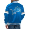 Detroit lions home game satin varsity jacket blue