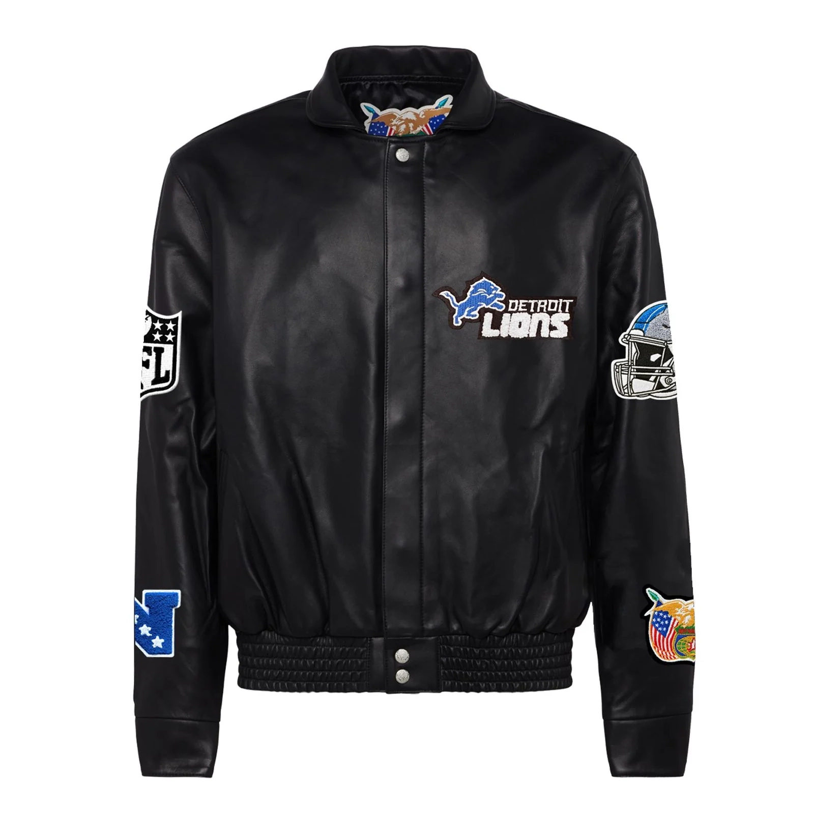 Detroit lions jeff hamilton full leather jacket black 1