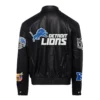 Detroit lions jeff hamilton full leather jacket black 2