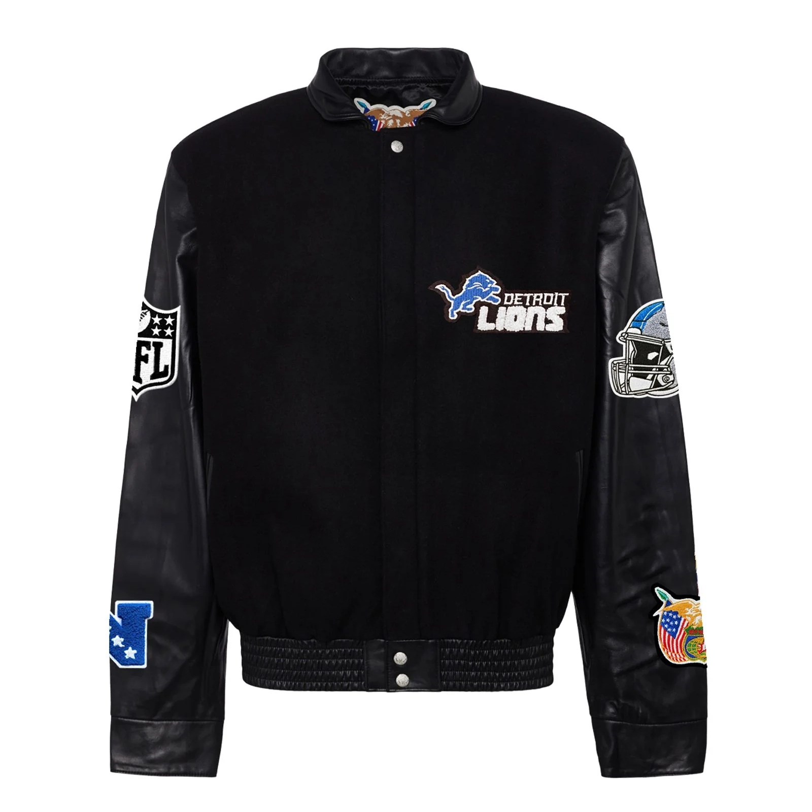 Detroit lions jeff hamilton wool leather varsity jacket black 1