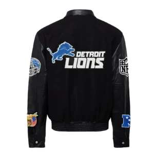 Detroit lions jeff hamilton wool leather varsity jacket black 2