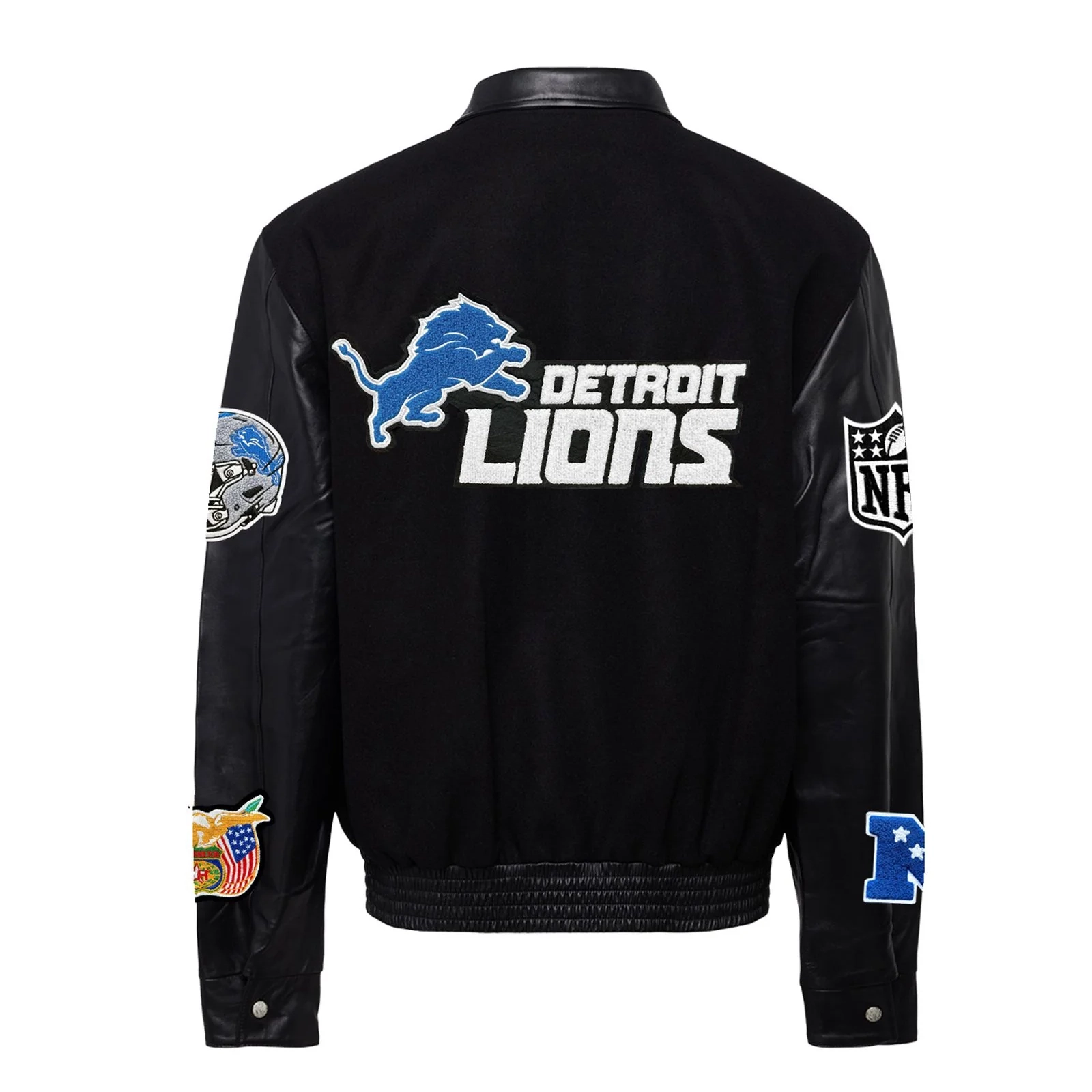 Detroit lions jeff hamilton wool leather varsity jacket black 2