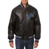 Detroit lions leather varsity jacket brown 1