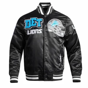Detroit lions mashup full snap satin varsity jacket black 1