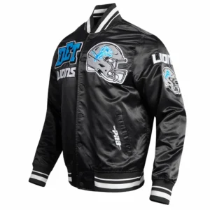 Detroit lions mashup full snap satin varsity jacket black 2