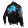 Detroit lions mashup full snap satin varsity jacket black 3
