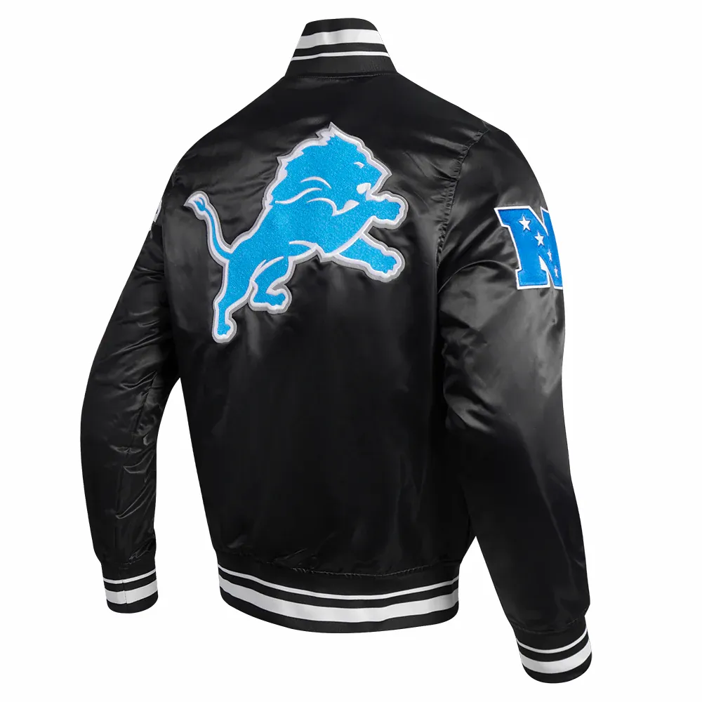 Detroit lions mashup full snap satin varsity jacket black 3