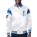 Detroit Lions Midweight Full-Snap White Satin Jacket