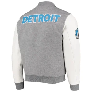 Detroit lions pro standard logo gray and white varsity jacket 2