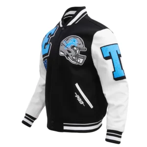 Detroit lions pro standard mashup wool and leather varsity jacket 1