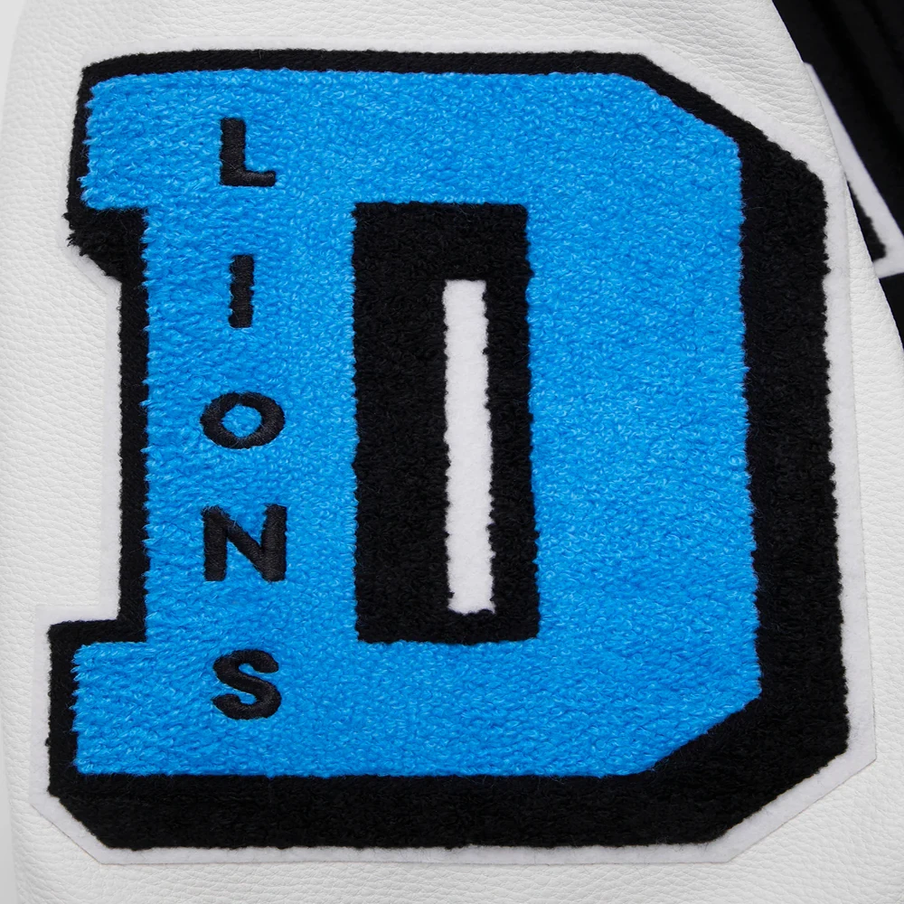 Detroit lions pro standard mashup wool and leather varsity jacket 10
