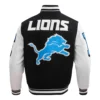 Detroit lions pro standard mashup wool and leather varsity jacket 4