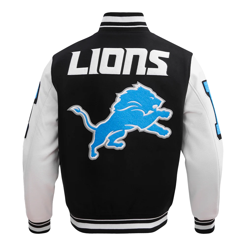 Detroit lions pro standard mashup wool and leather varsity jacket 4