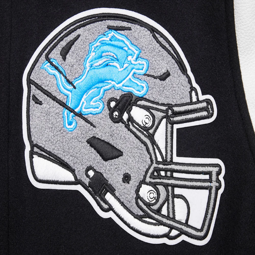 Detroit lions pro standard mashup wool and leather varsity jacket 8