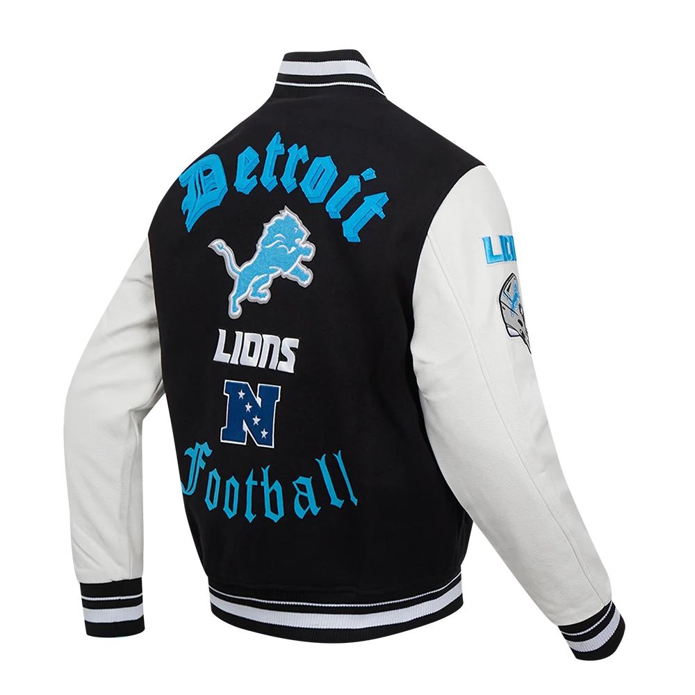 Detroit lions pro standard old english wool and leather varsity 3
