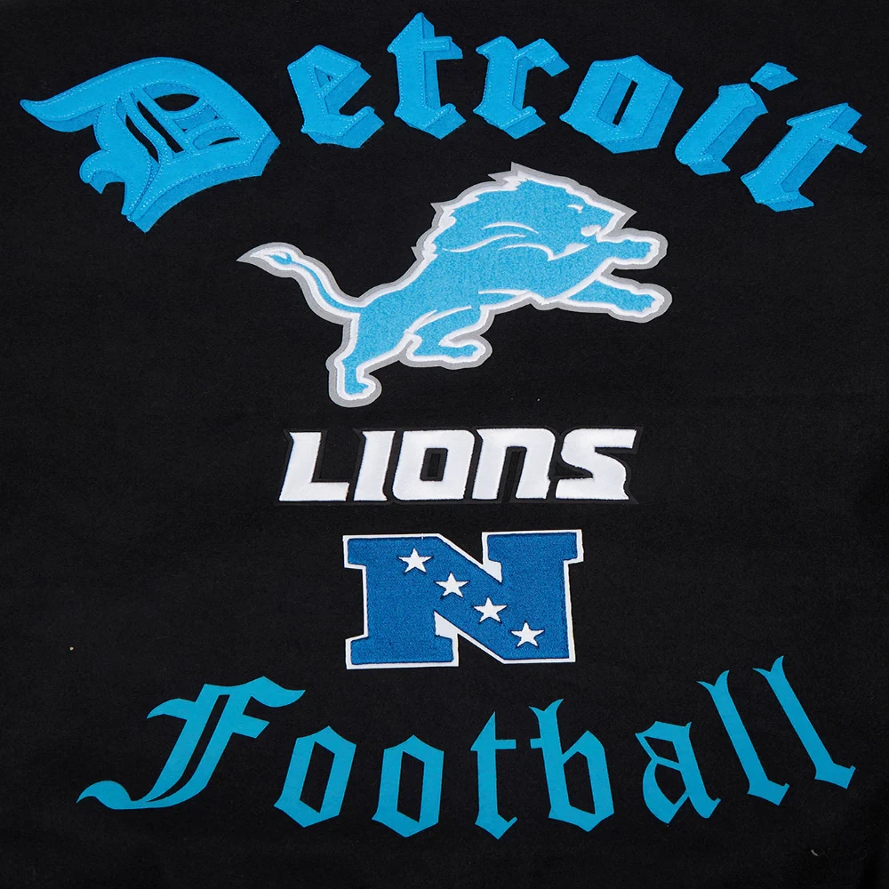 Detroit lions pro standard old english wool and leather varsity 8