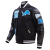 Detroit lions pro standard retro classic black wool and leather varsity 1