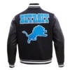 Detroit lions pro standard retro classic black wool and leather varsity 4
