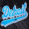 Detroit lions script tail full snap satin varsity jacket black