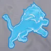 Detroit lions script tail full snap satin varsity jacket gray