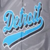 Detroit lions script tail full snap satin varsity jacket gray 2