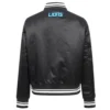 Detroit lions script tail womens full snap satin varsity jacket black 3