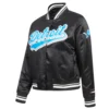 Detroit lions script tail womens full snap satin varsity jacket black 4