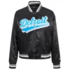 Detroit lions script tail womens full snap satin varsity jacket black 5