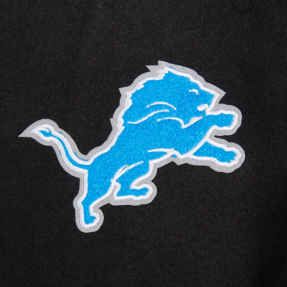 Detroit lions script tail womens wool leather varsity jacket black white 1