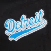 Detroit lions script tail womens wool leather varsity jacket black white