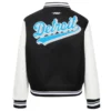 Detroit lions script tail womens wool leather varsity jacket black white 3