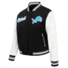 Detroit lions script tail womens wool leather varsity jacket black white 4