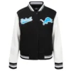 Detroit lions script tail womens wool leather varsity jacket black white 5