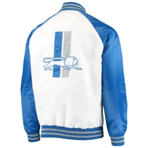 Detroit lions starter clean up throwback white and blue satin varsity jacket 2