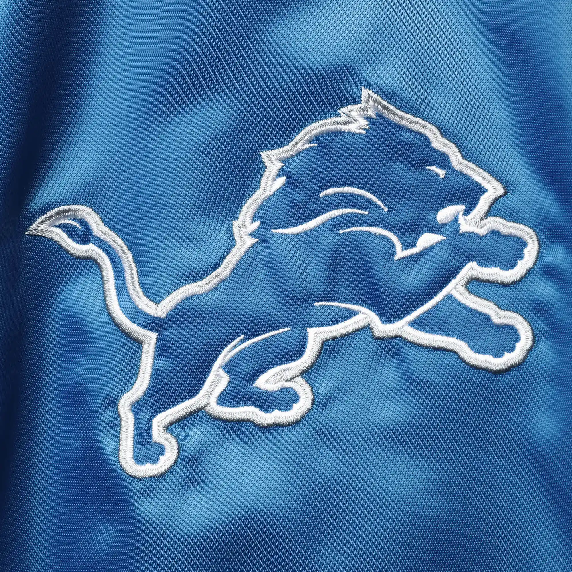 Detroit lions starter enforcer blue and gray satin varsity jacket 3