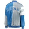 Detroit lions starter leader blue and gray satin varsity jacket 2