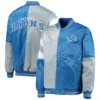 Detroit lions starter leader blue and gray satin varsity jacket 4