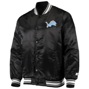 Detroit lions starter locker room black satin varsity jacket 1