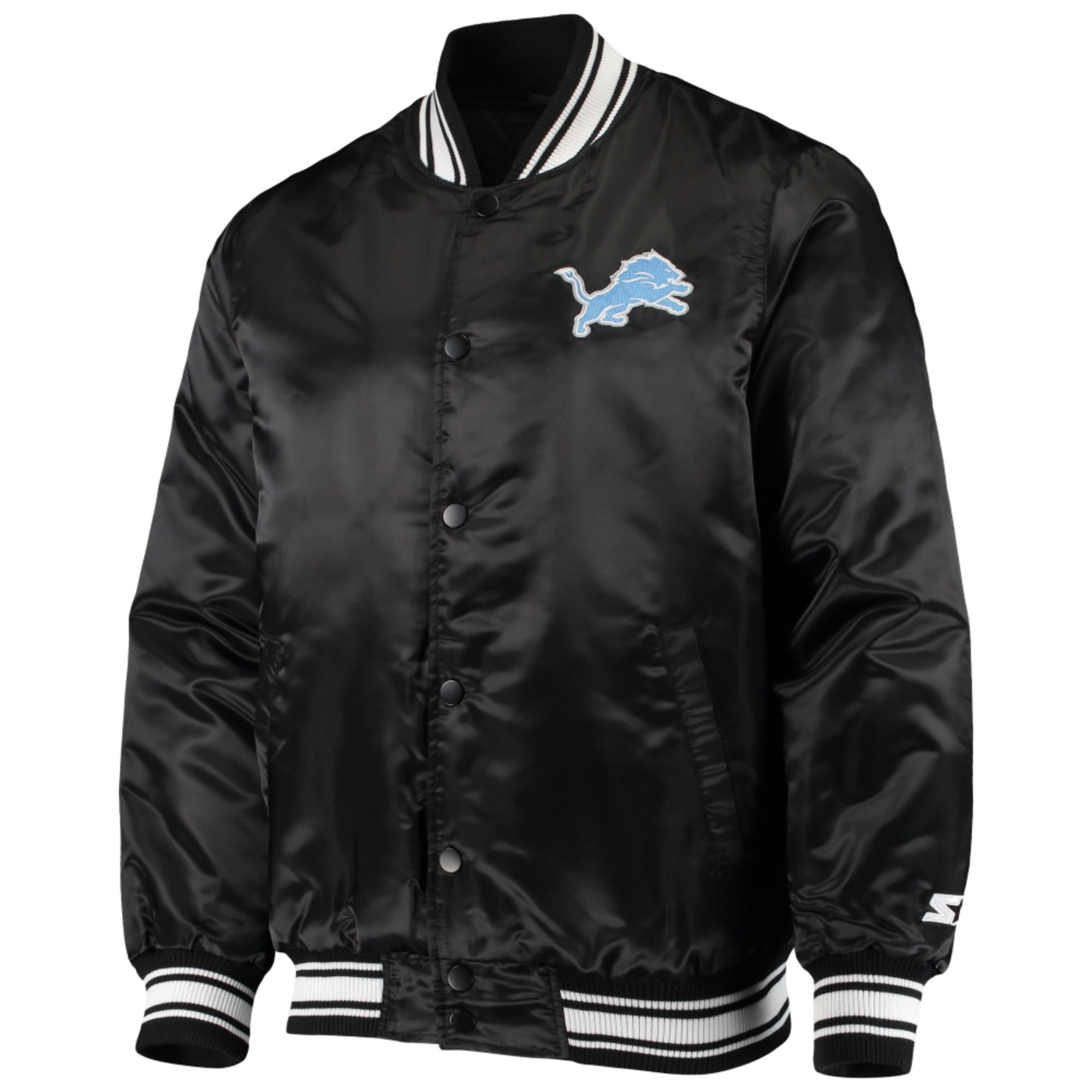 Detroit lions starter locker room black satin varsity jacket 1