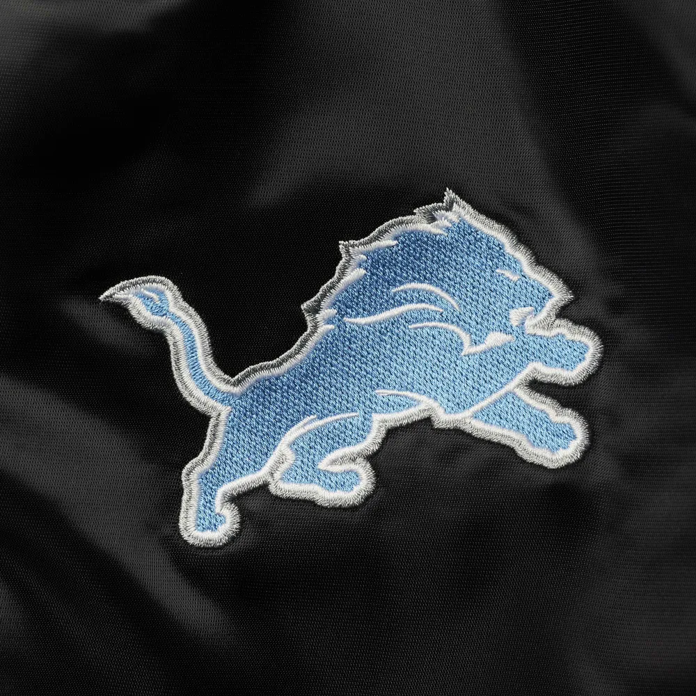 Detroit lions starter locker room black satin varsity jacket 3