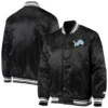 Detroit lions starter locker room black satin varsity jacket 4