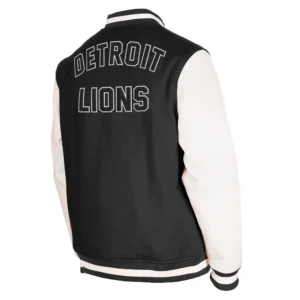 Detroit lions third down full snap varsity jacket black white 1 1