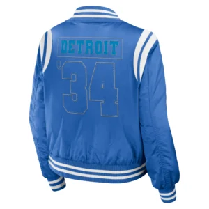 Detroit lions womens full zip bomber varsity jacket blue 2 1