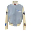 Detroit lions wool leather old english varsity jacket blue cream 1 1