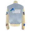 Detroit lions wool leather old english varsity jacket blue cream 1