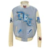 Detroit lions wool leather varsity jacket blue cream 1 1