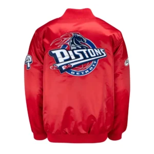 Detroit pistons 20th anniversary red satin jacket